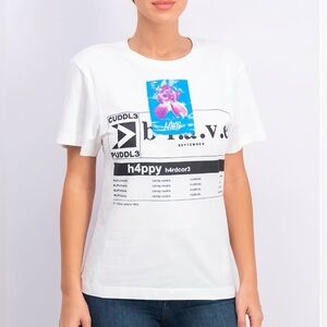 Diesel Women Round Neck Short Sleeves Floral Graphic Top Sz. XS White